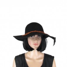 Black Triple Leather Cord Wool Floppy Wide Brim Mujers Fashion Fashion Hat  883967479313 eb-33667872